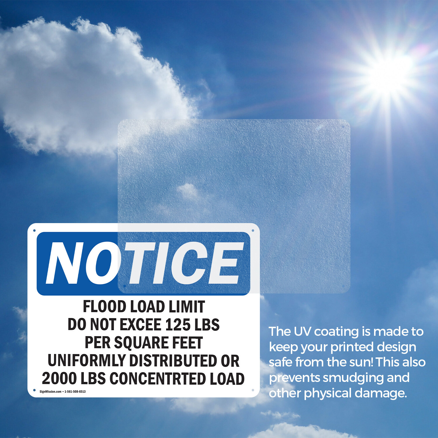 (2 Pack) Floor Load Limit Do Not Exceed 125 OSHA Notice Sign Decal Metal Plastic