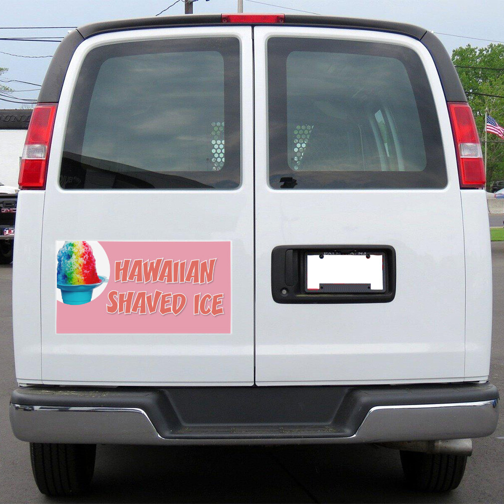 Car Magnet Set of 2 Hawaiian Shaved Ice Advertising Printing A Industrial Sign