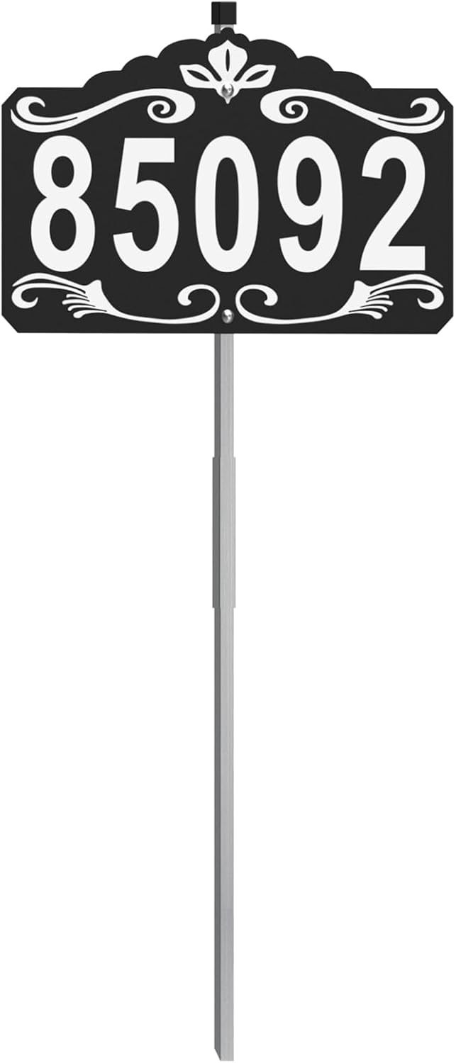 Metal Address House Number Sign for Outside, 28 x 13 Inch Address Plaque with…