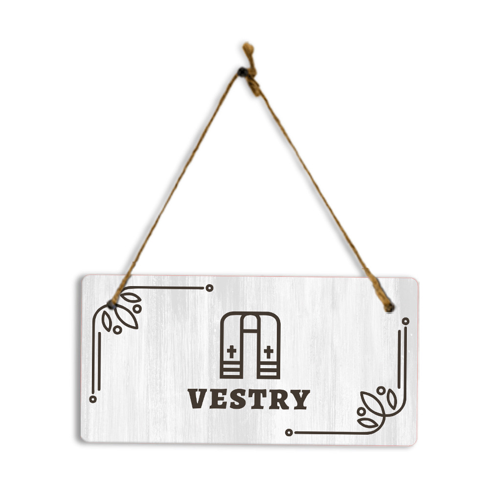 Vestry 5×10 Hanging Plus Wall or Door Sign | Religious Rustic Wood Sign