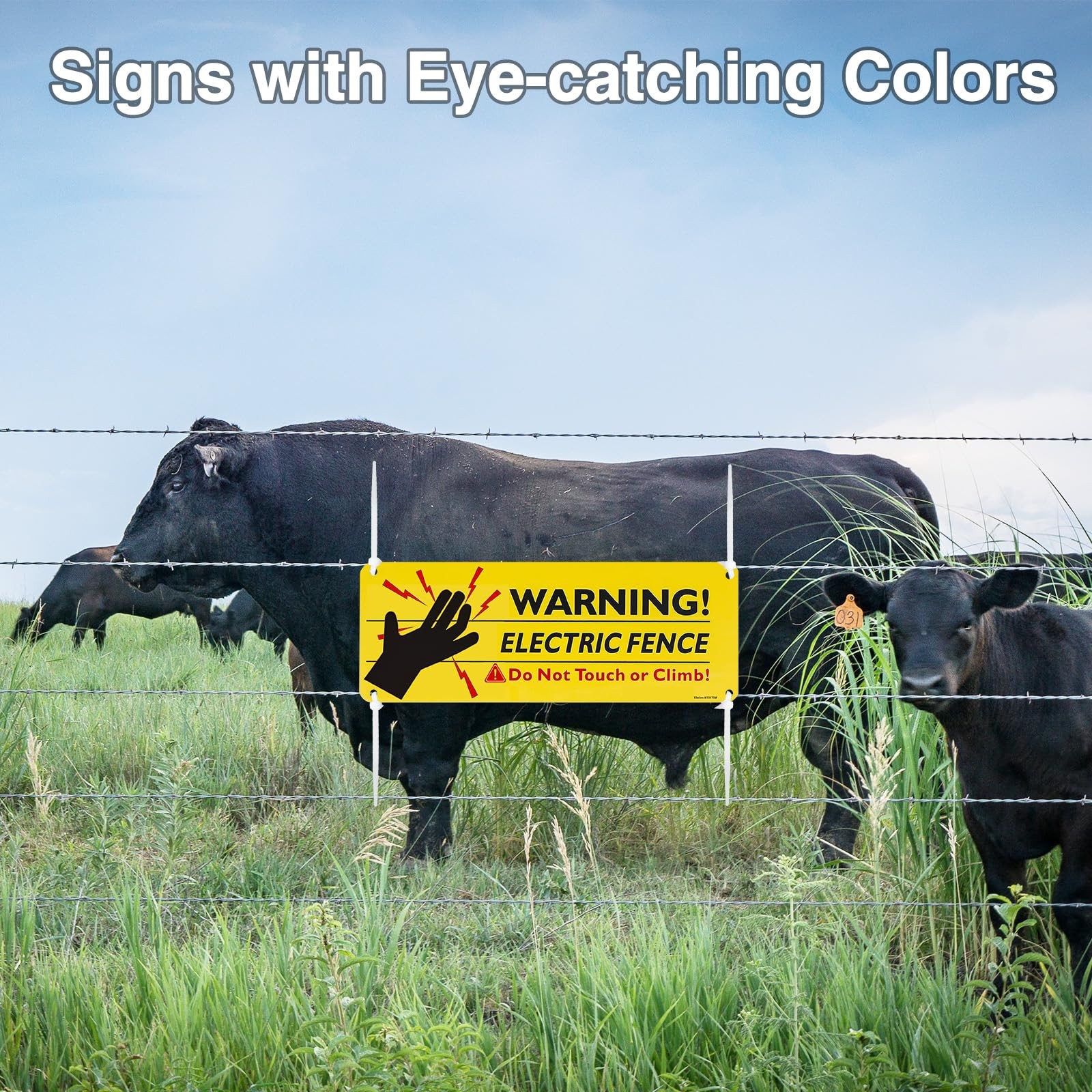 5Pack Reflective Electric Fence Warning Signs,10×3.5 Inch High Voltage Danger…