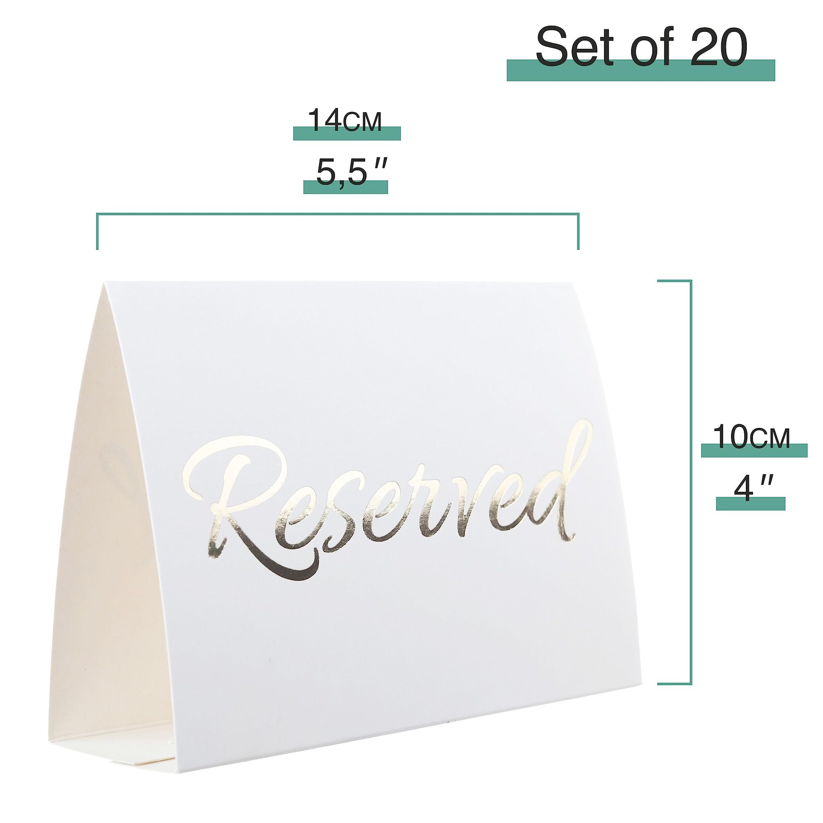 20 PCS Modern White Gold Letter Reserved Table Tent Sign Card For Wedding