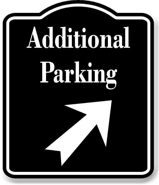 Additional Parking 45 degree Right Up Arrow BLACK Aluminum Composite Sign
