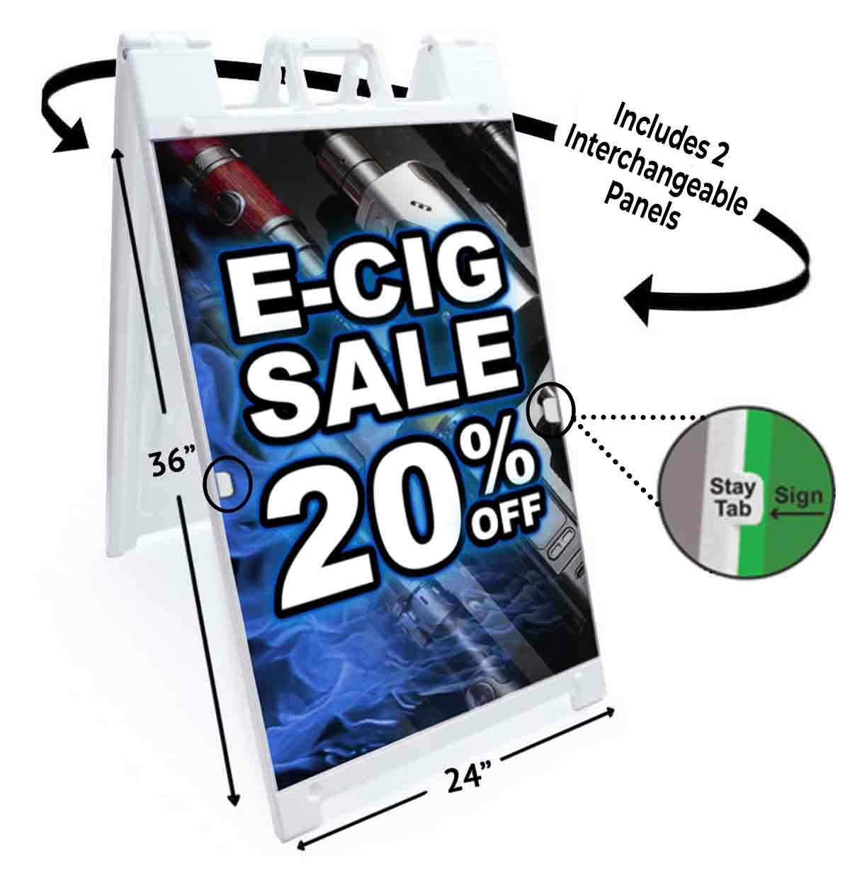 VAPE SALE 20% OFF Signicade 24×36 Aframe Sidewalk Sign Banner Decal DISCOUNT