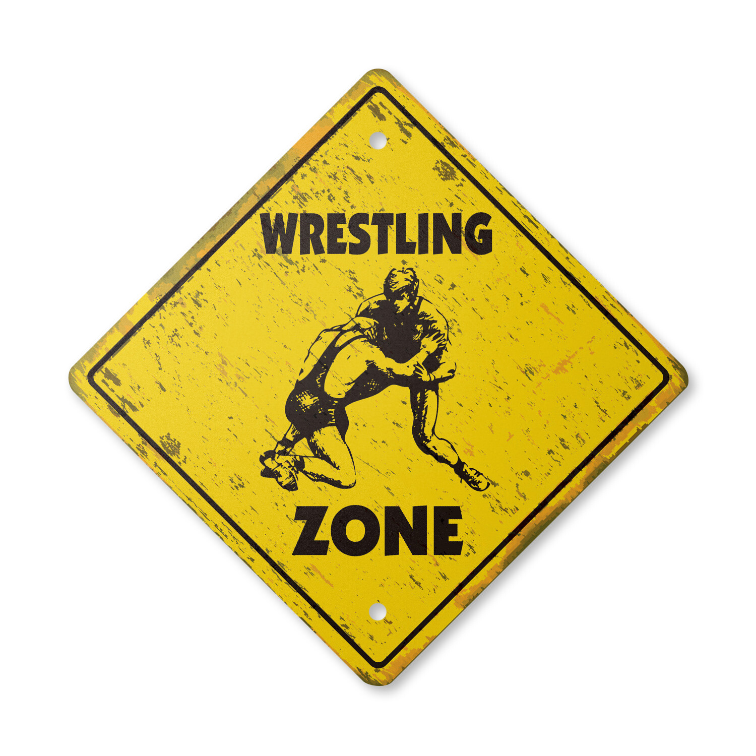 Wrestling Vintage Crossing Sign Xing Plastic Rustic sport wrestler team coach aw