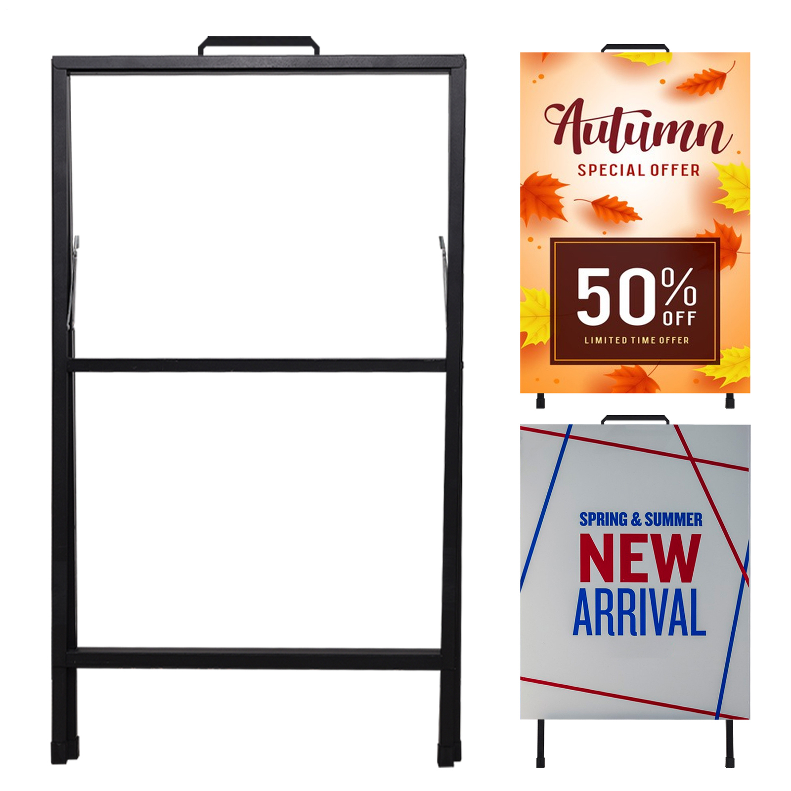 Double Side Sign Poster Metal Stand Advertising Display Board For Commercial