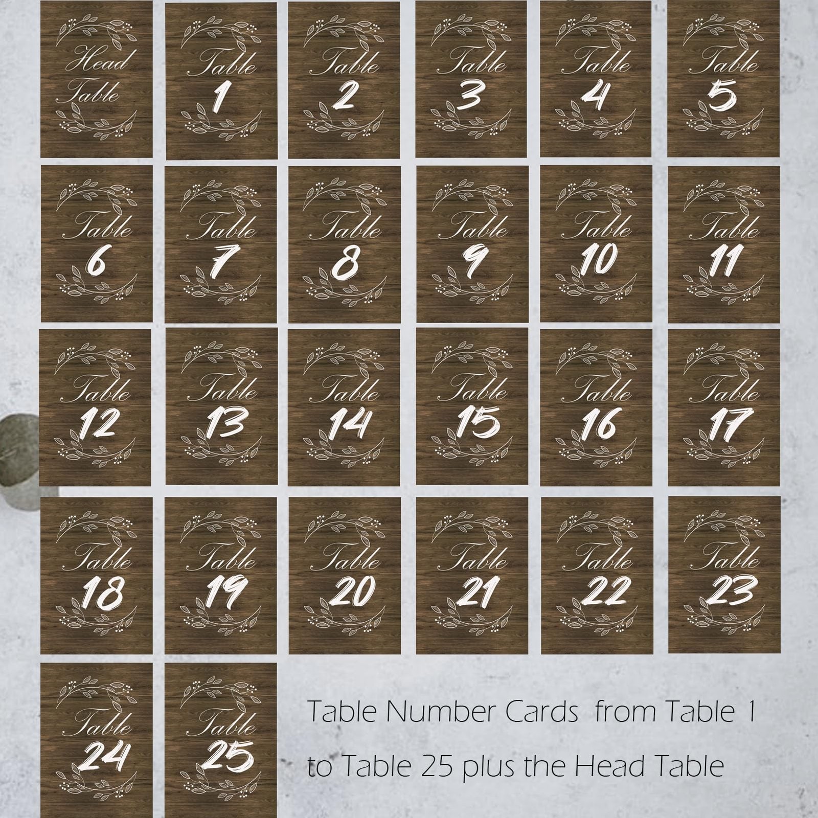 26 PCS Rustic Table Number Cards 125 With Wood Holders For Wedding Party