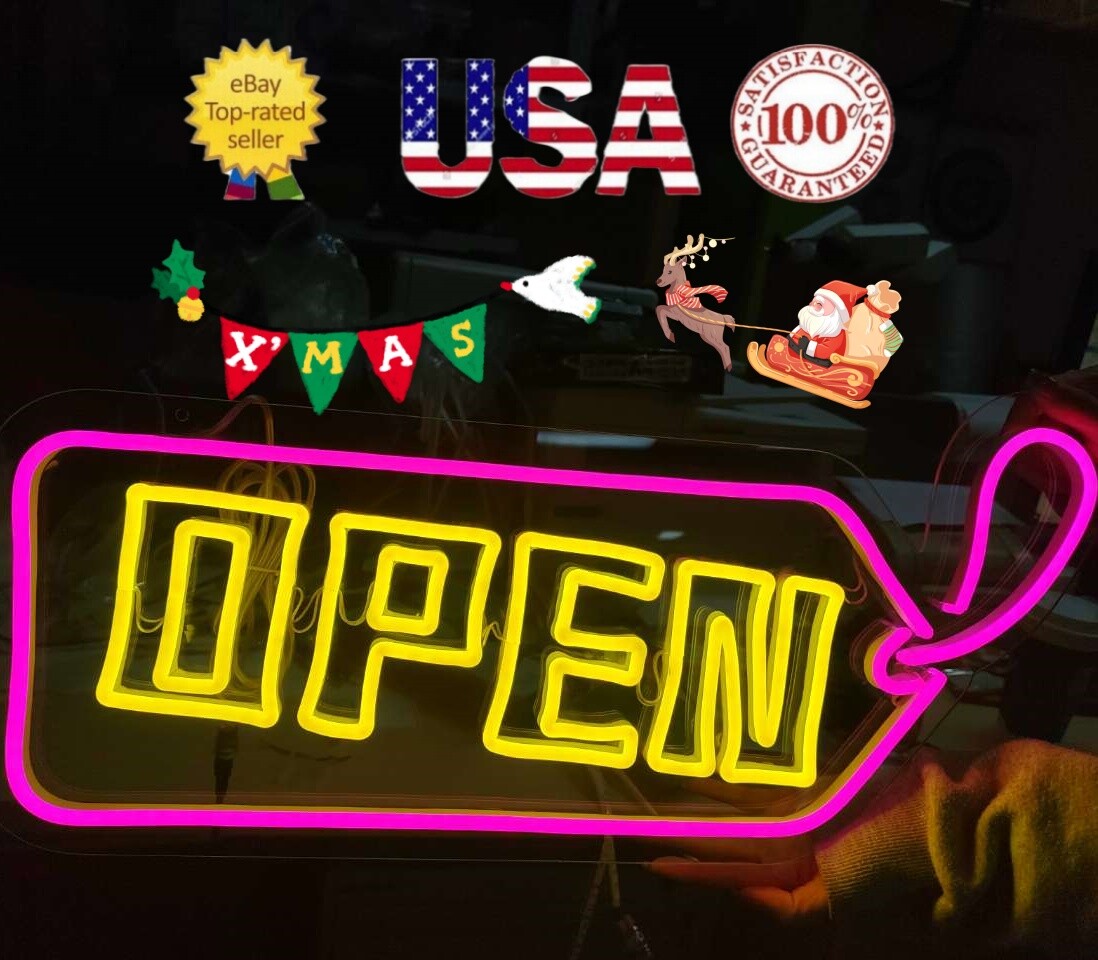 OPEN Neon LED Light Rope Sign, Home Bar Game Room Man Cave hOTEL Wall Decor USA