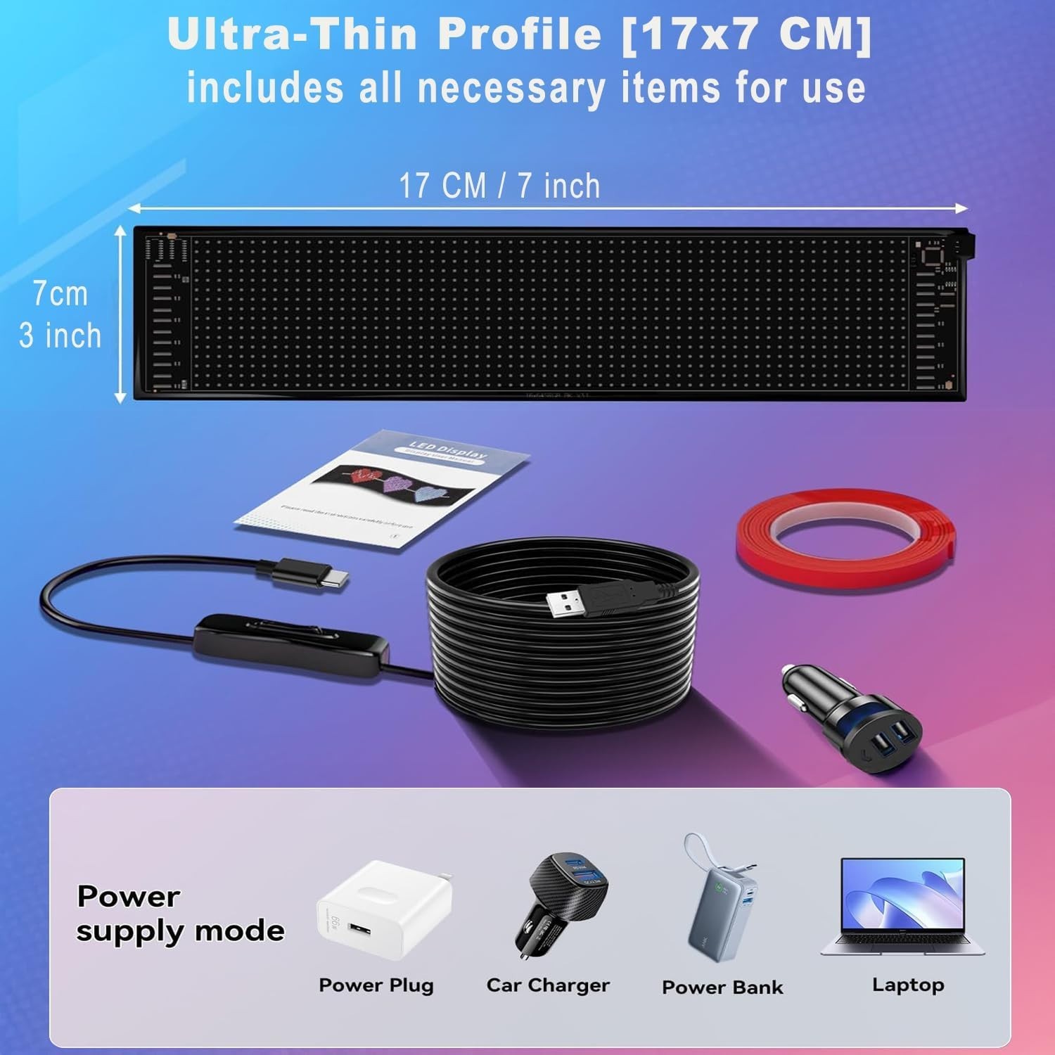 Dynamic 7″ x 3″ Full Color LED Sign – Perfect for Advertising & Celebrations