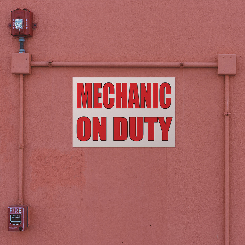Decal Stickers Mechanic on Duty Auto Body Shop Car Repair B Store Sign Label