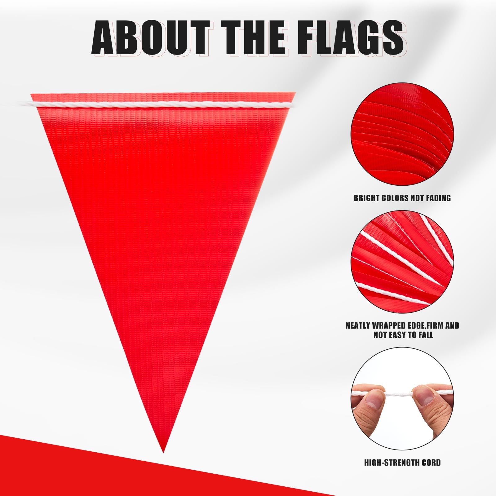 105FT Safety Warning Pennant Banner Flags – Multipurpose High Visibility Tria…