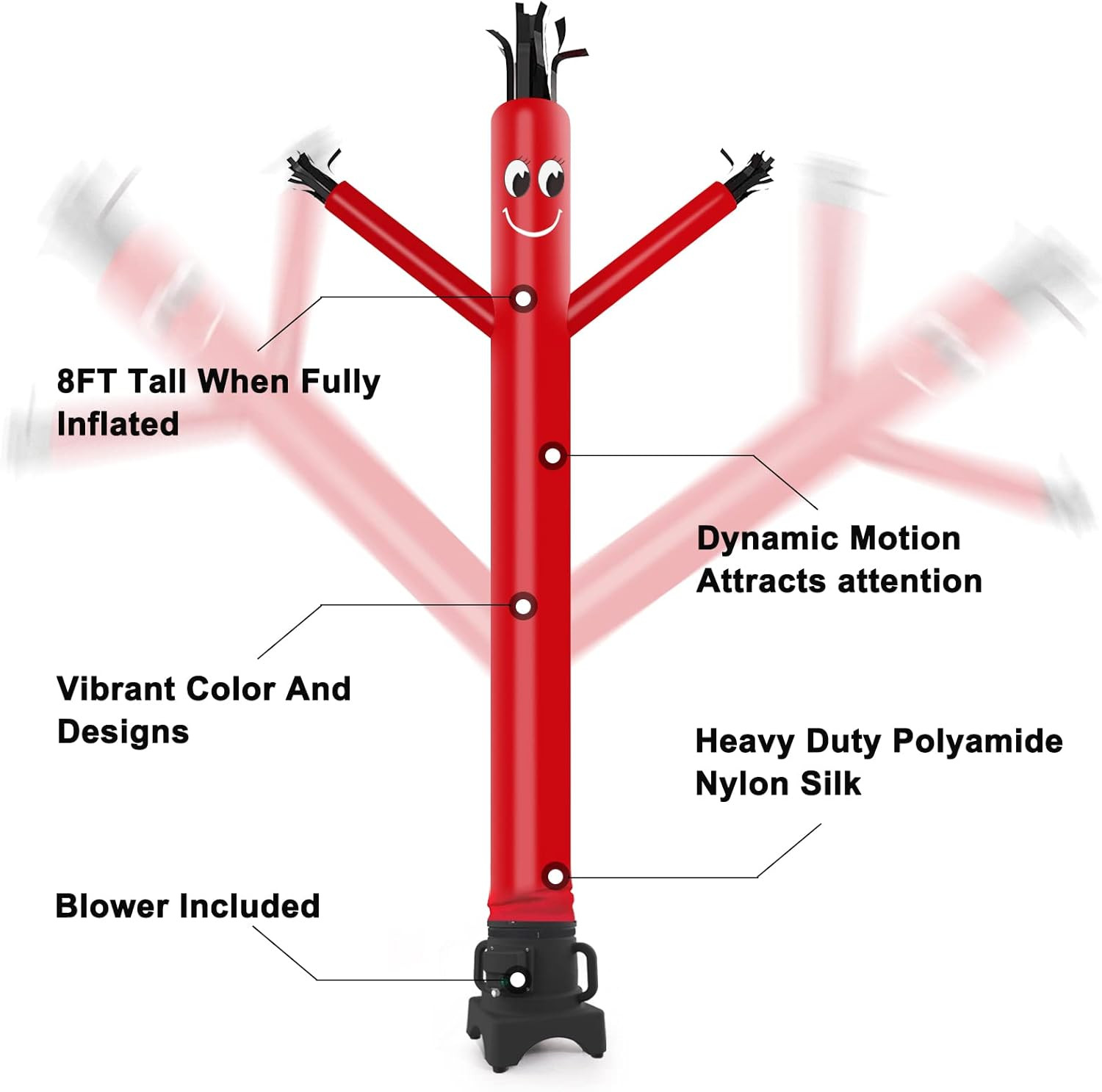 8FT Red Fly Puppet Dancer with 1/3Hp Blower – Complete Set