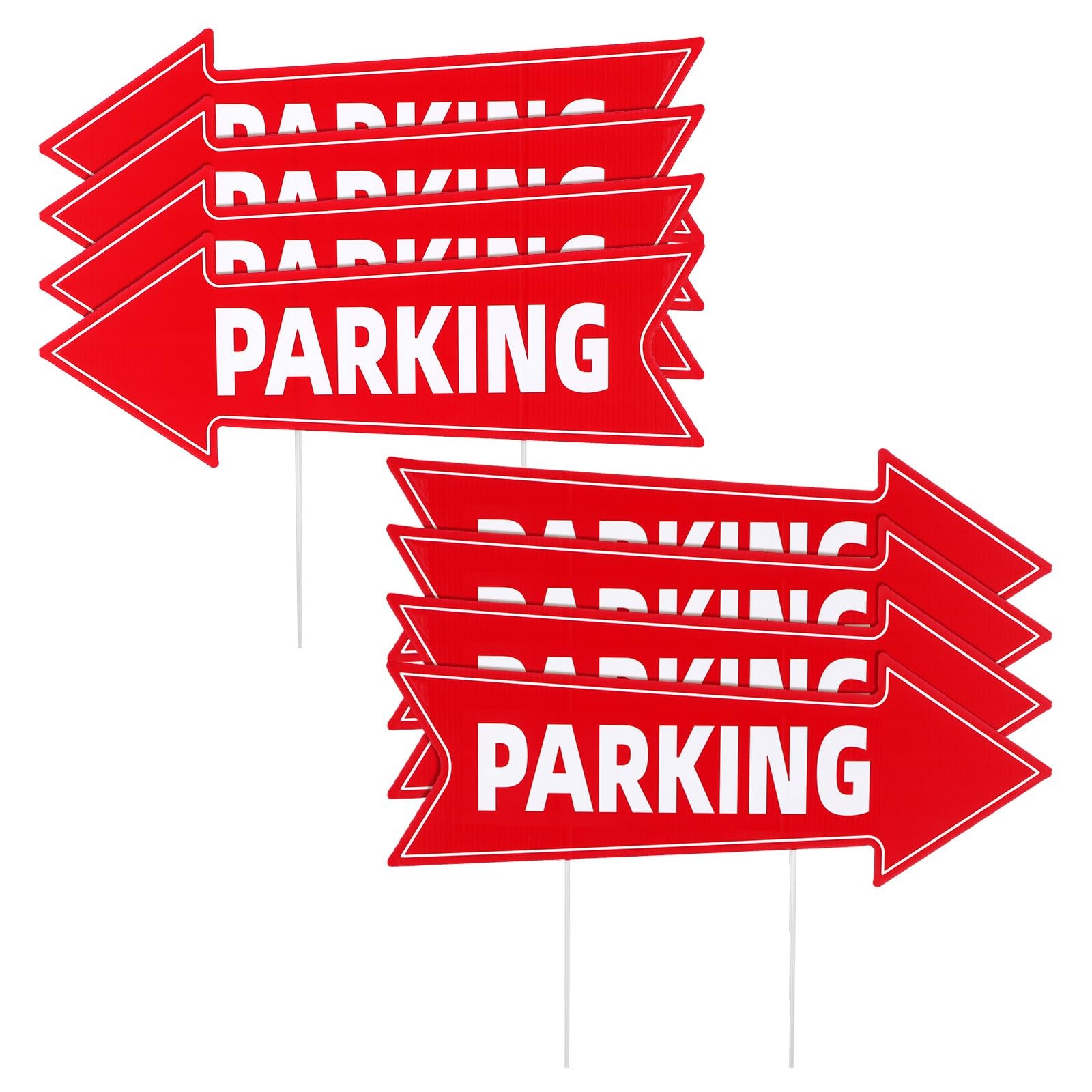 8 Pcs Parking Sign with Stake 17 x 6 Inch Outside Event Parking Signs Directi…