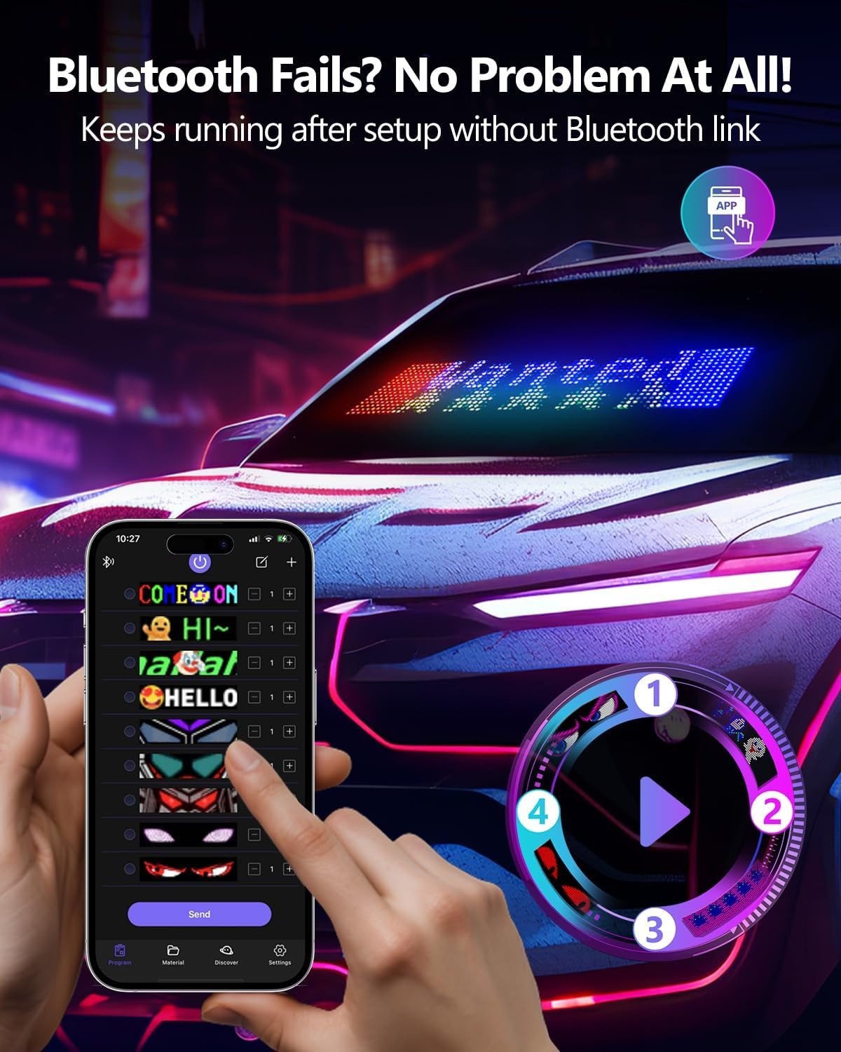 LED Devil Eyes Matrix Display 19x5in 2 Pack Car Windshield