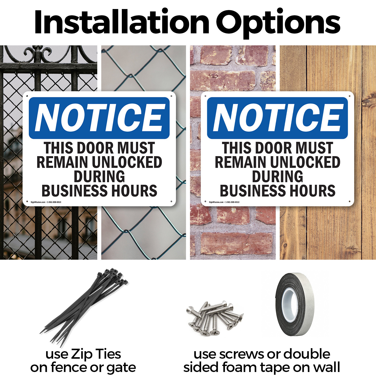 (2 Pack) This Door Must Remain Unlocked During Business OSHA Notice Sign Decal