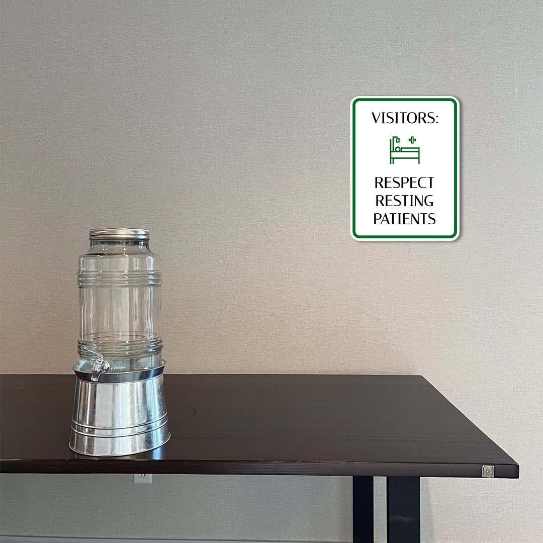 Portrait Round Plus Visitors: Respect Resting Patients Wall or Door Sign
