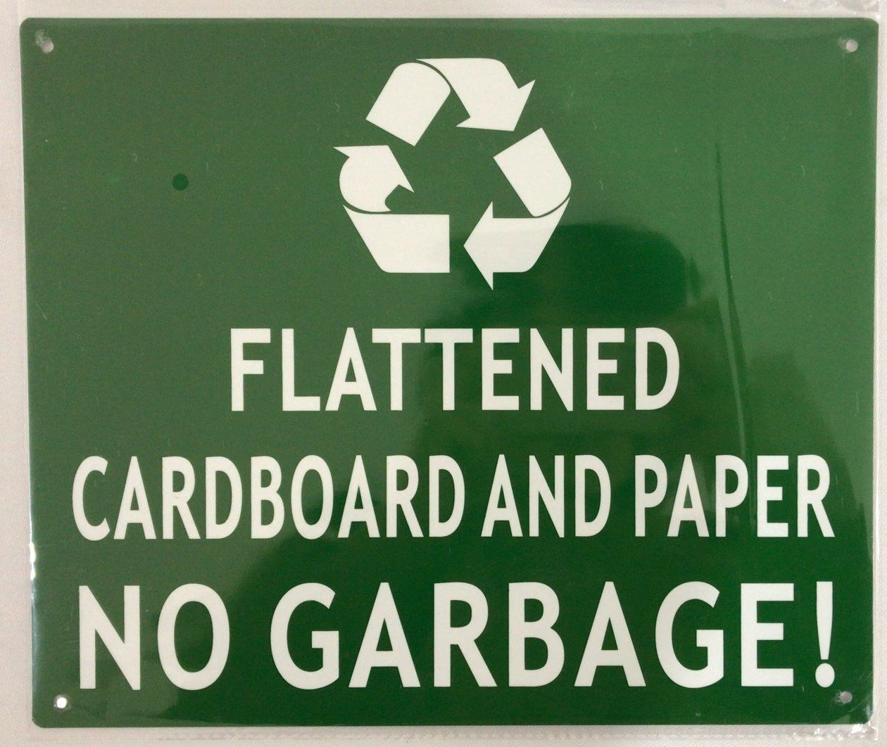 FLATTENED CARDBOARD AND PAPER NO GARBAGE ( ALUMINIUM 10×12 -Rust F…-REF24-1027