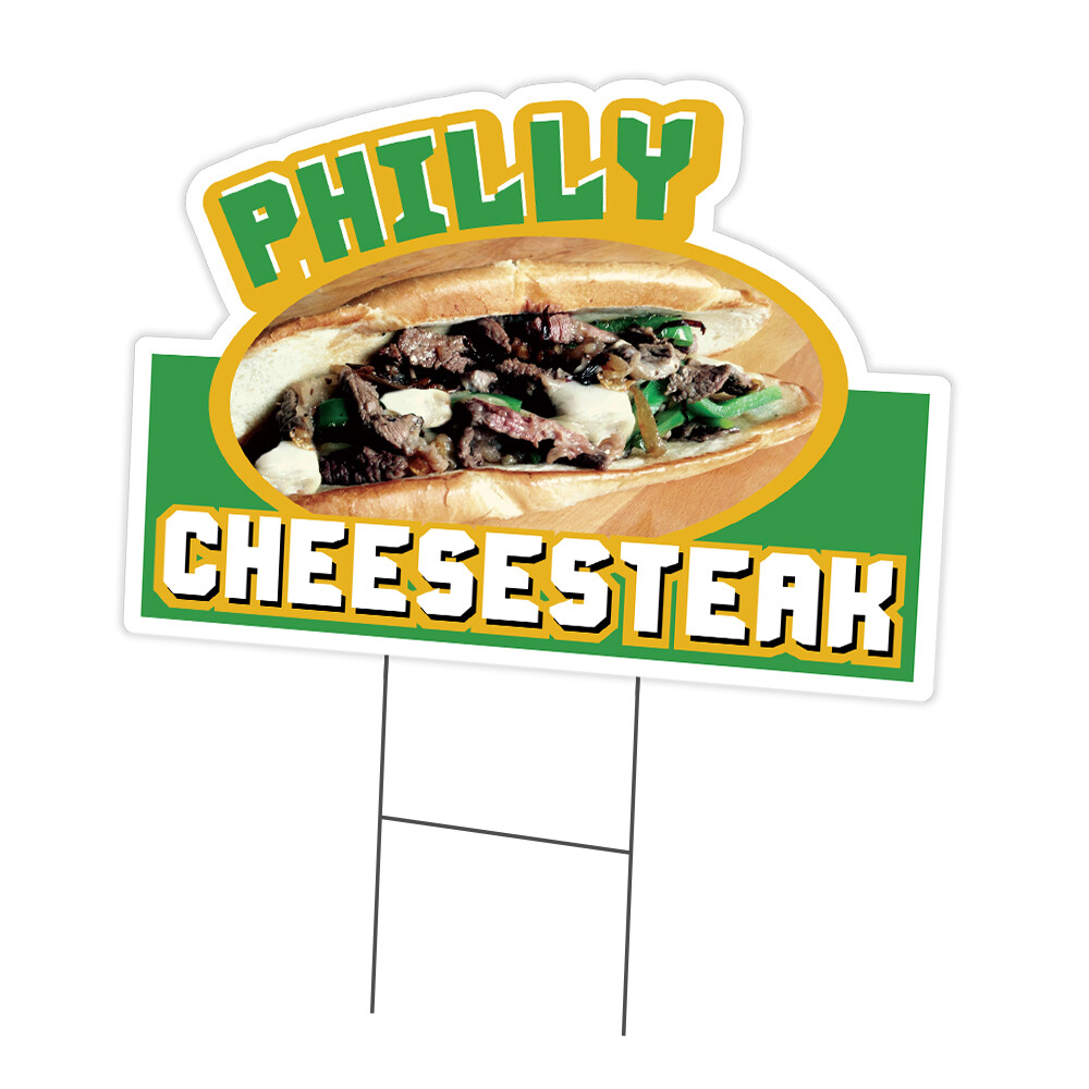 Philly Cheesesteak Yard Sign & Stake outdoor plastic coroplast window