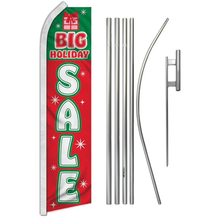 Big Holiday Sale (Gift) Swooper Flutter Feather Advertising Flag Pole Kit