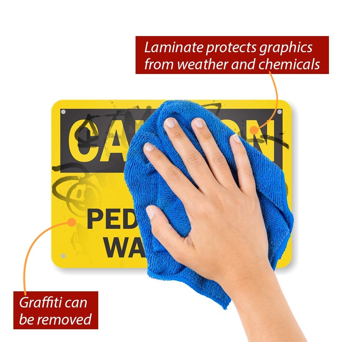 7×10 Caution – Not a Pedestrian Walkway Sign, Aluminum, Safety Warning