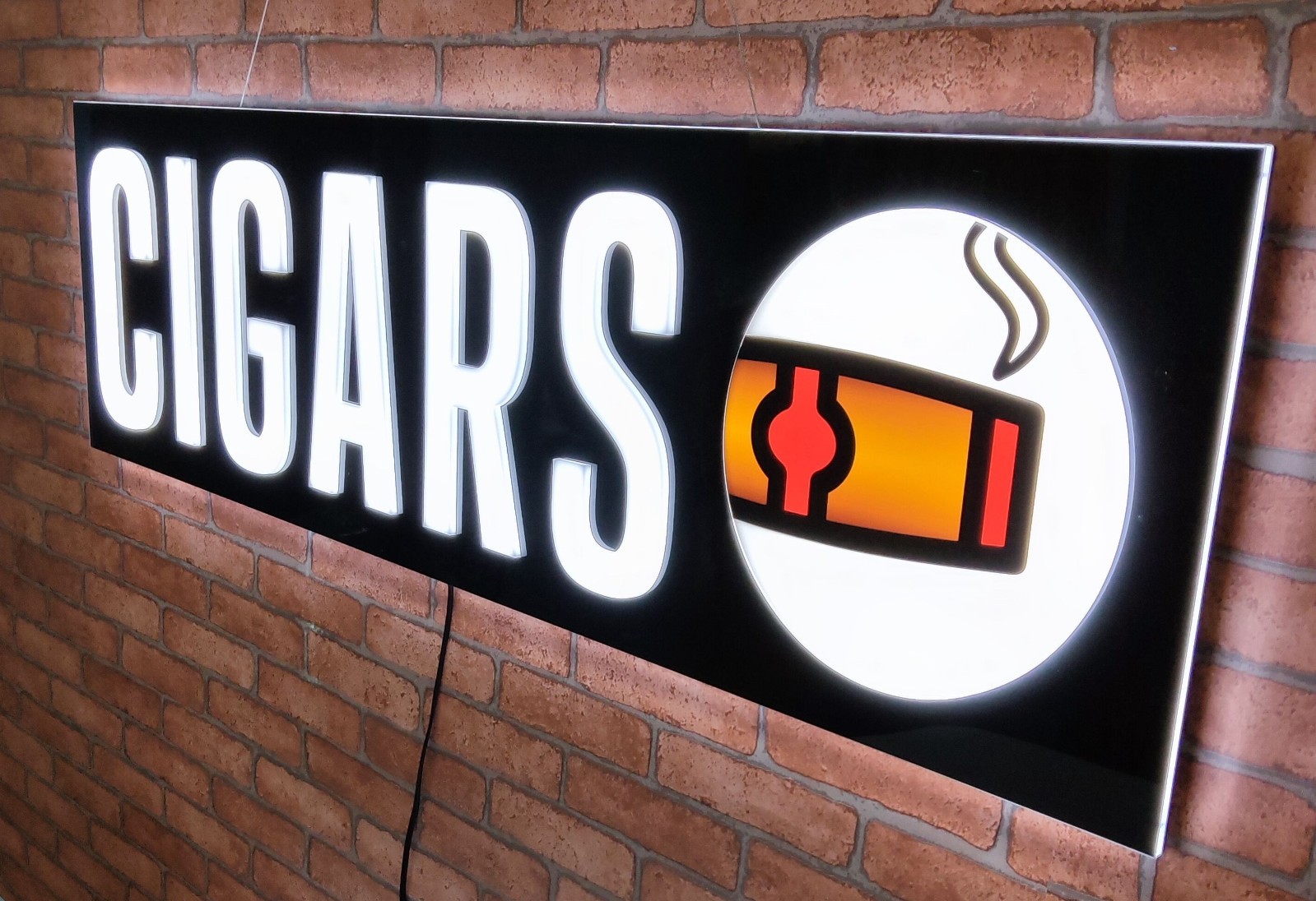 38″ Cigars LED Window Sign | Cigar Shop Business Sign | Edge-Lit Display