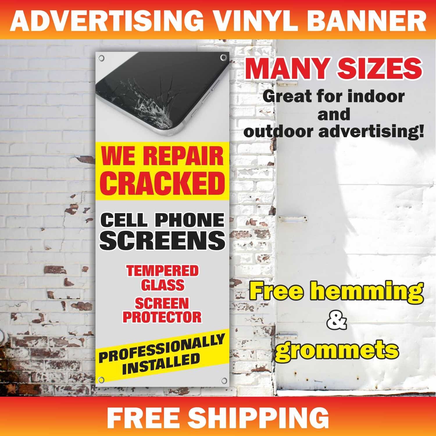 WE REPAIR CRACKED Cell Phones Screens Advertising Banner Vinyl Sign Service Fix