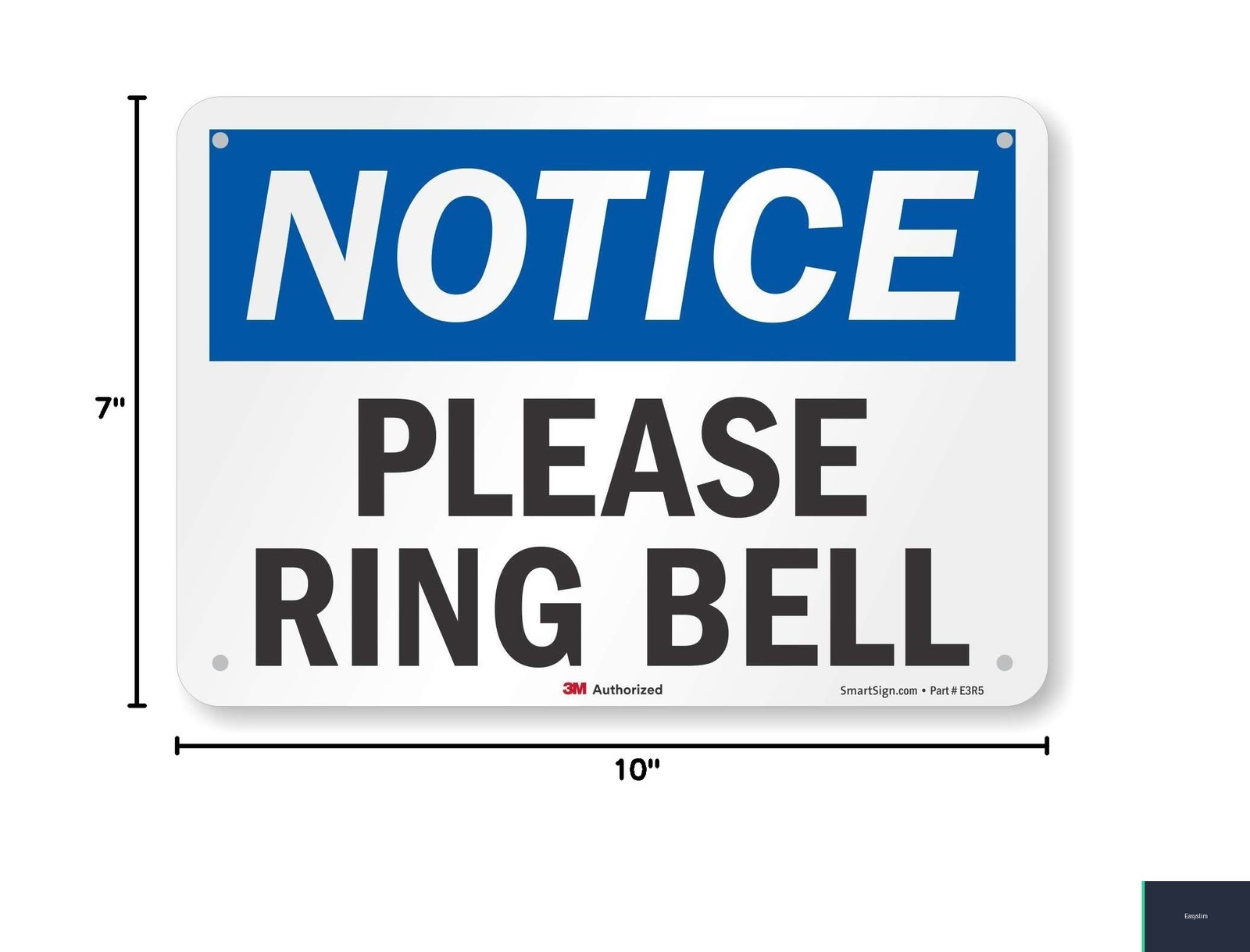 Notice Sign Please Ring Bell 7 x 10 in Reflective Aluminum Wall Mount