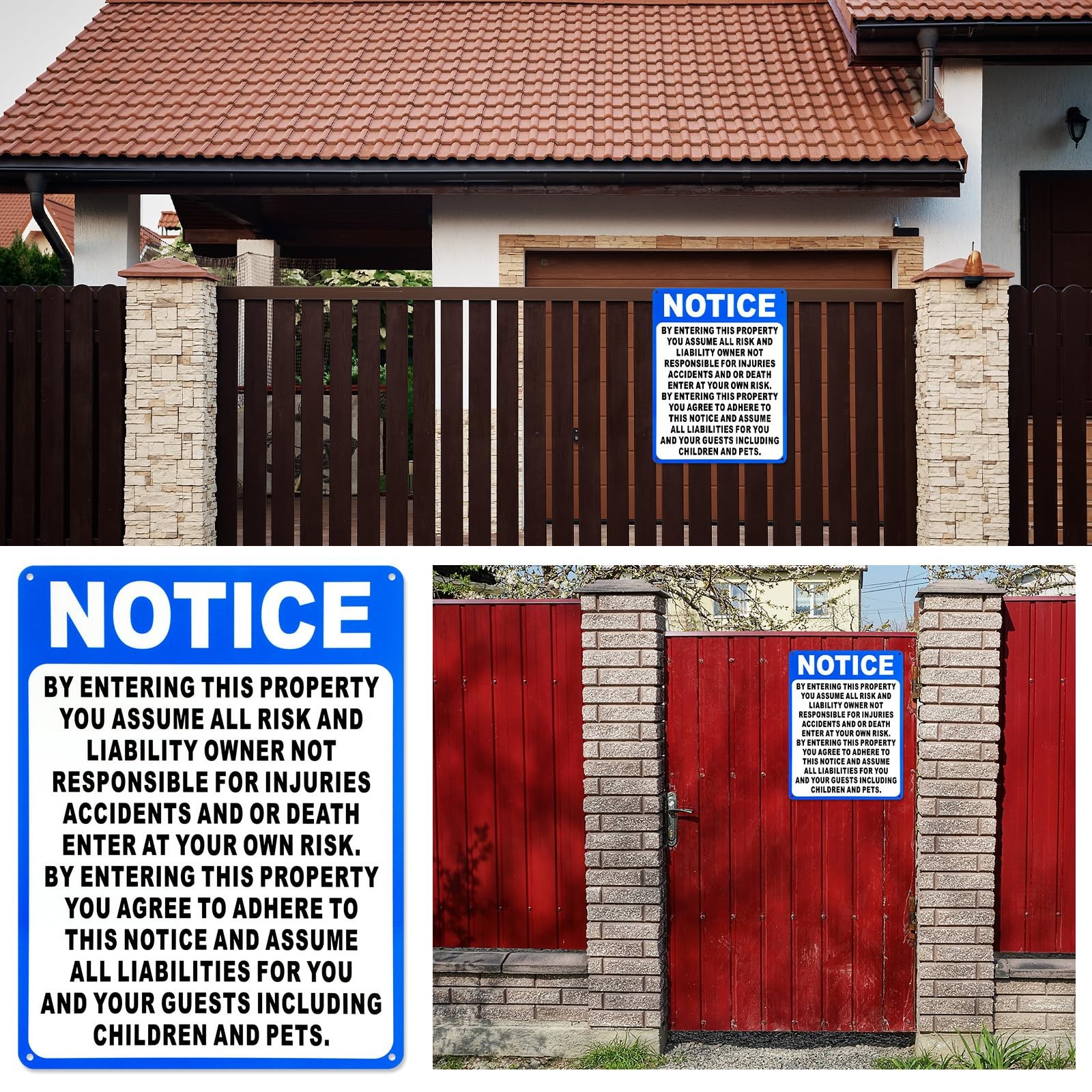 1 Pcs Not Responsible for Accidents or Injuries Sign Aluminum Enter at Your O…