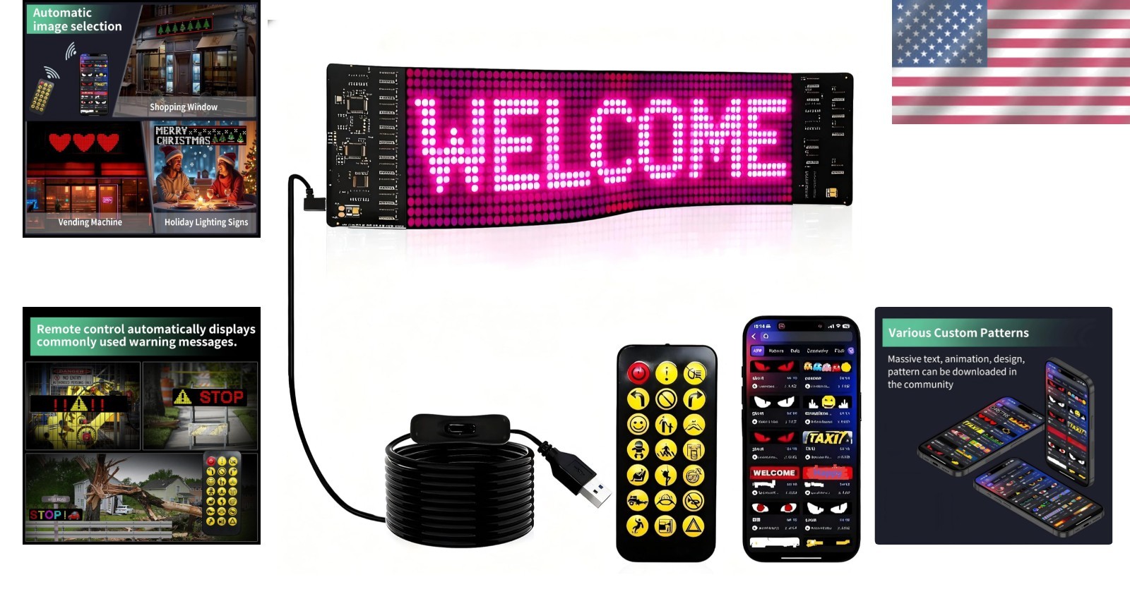 15”x4” High-Bright Programmable LED Sign with Bluetooth & App Control