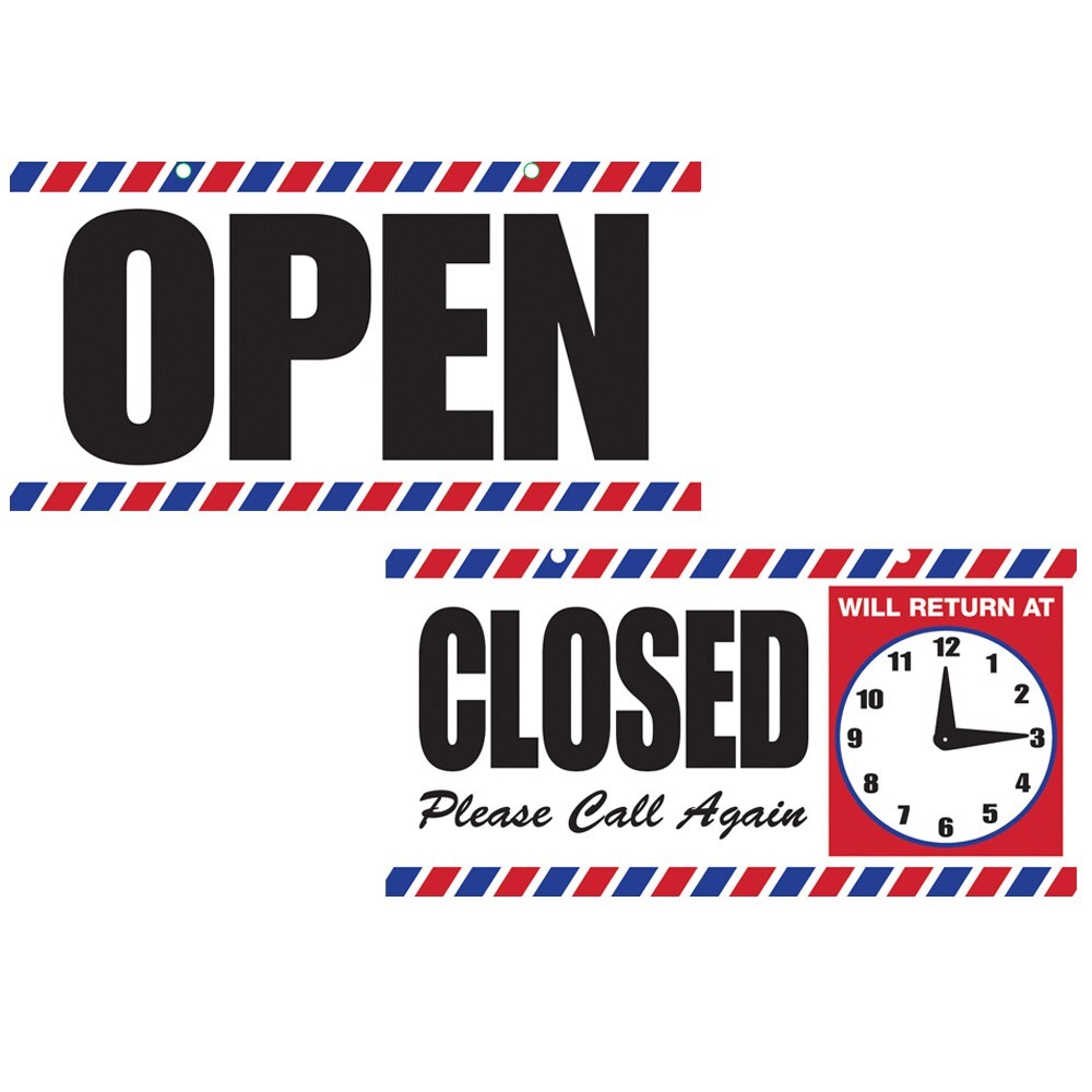 BARBER BEAUTY SALON SCALPMASTER POLE OPEN CLOSED FLIP SIGN CLOCK