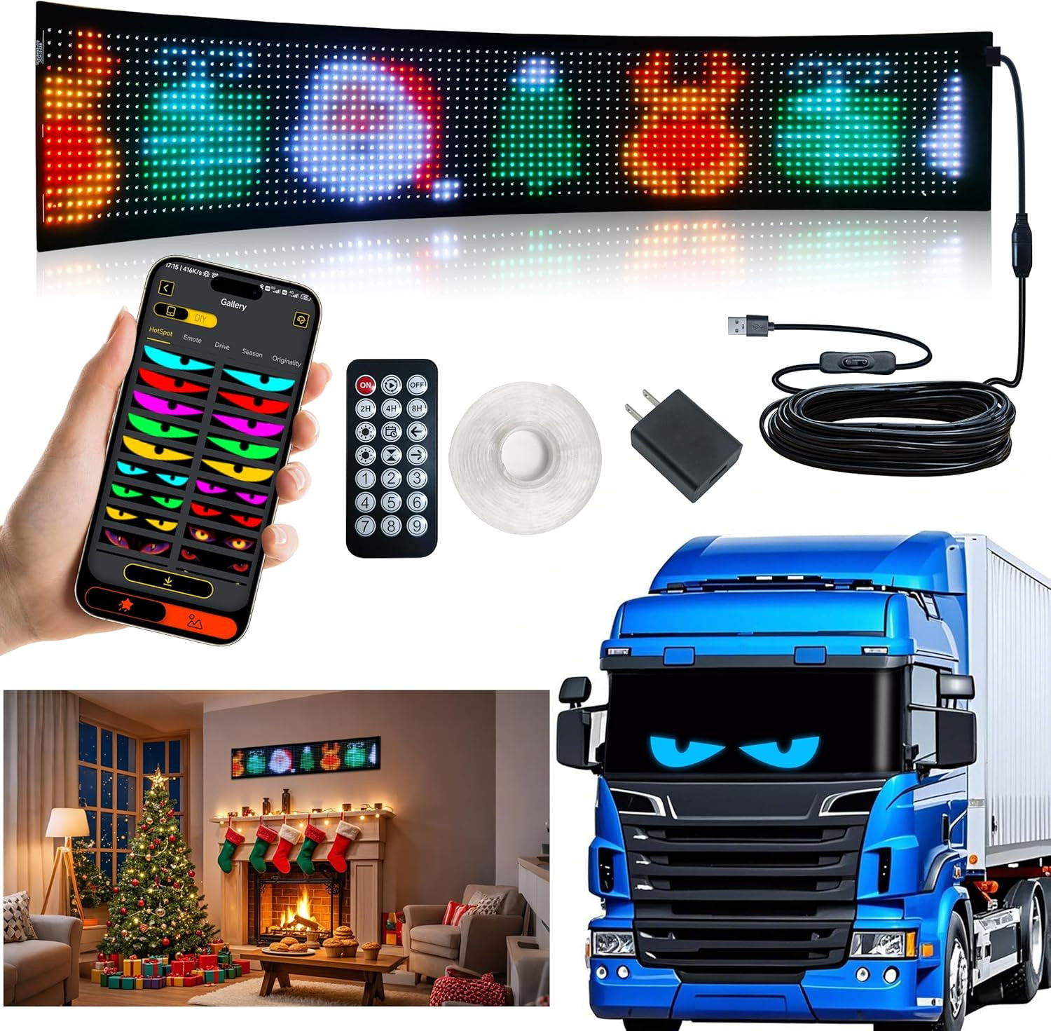 Large Programmable LED Scrolling Sign for Business, Parties & Home Decor