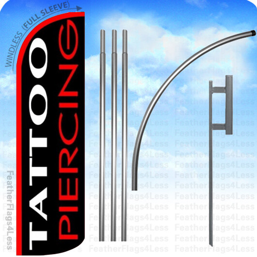 TATTOO PIERCING – WINDLESS Swooper Flag KIT 15′ Feather Banner Sign kq