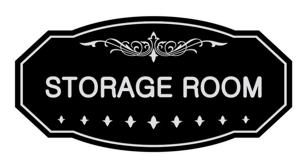Victorian Storage Room Sign (Black) – Small 3″ X 6″
