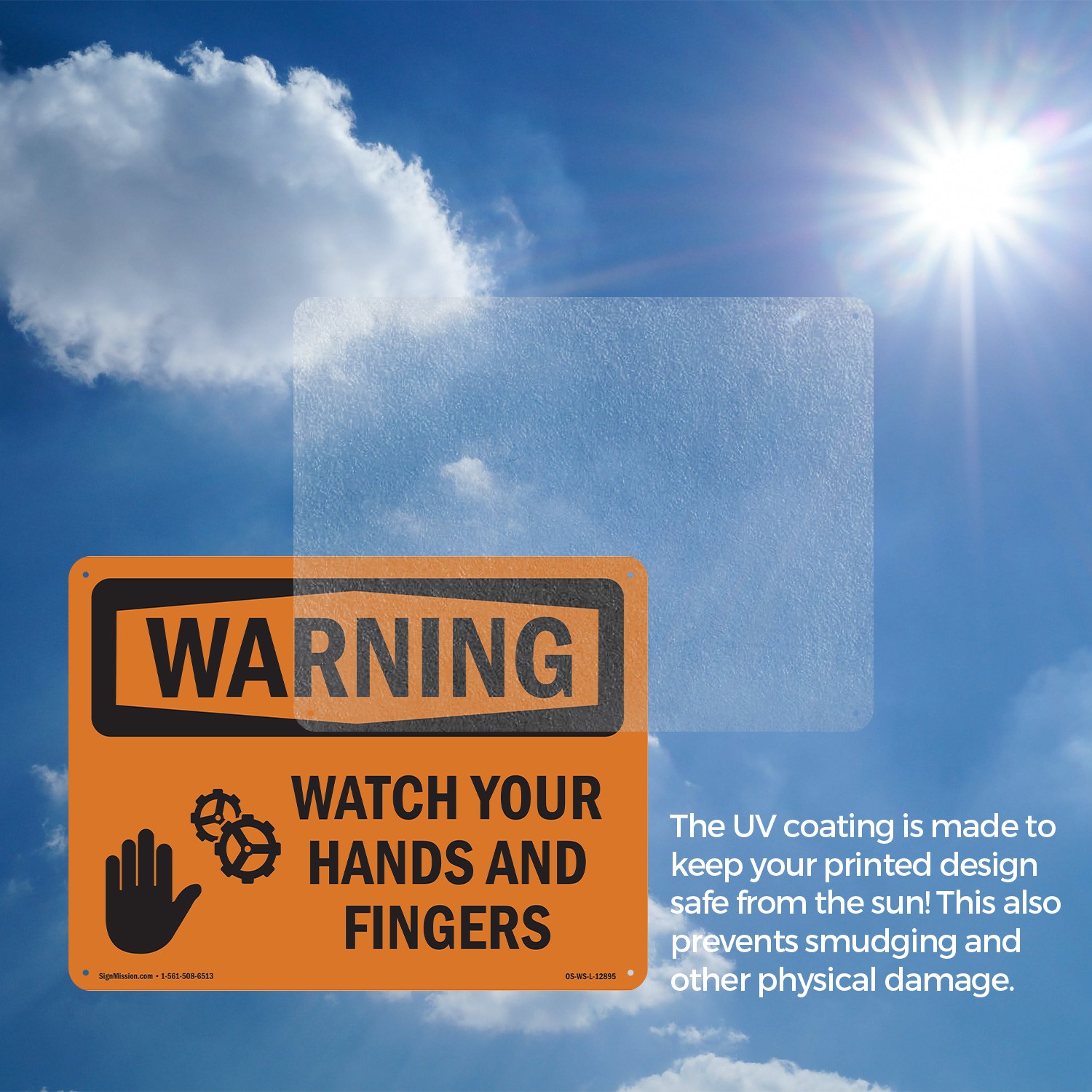 Watch Your Hands And Fingers OSHA WARNING Sign Metal Plastic, Decal 5 or 10 Pack
