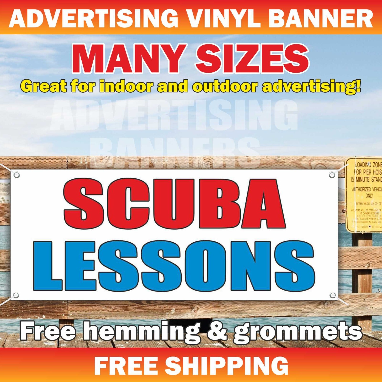 SCUBA LESSONS Advertising Banner Vinyl Mesh Sign Flag Sports Swim School Pool