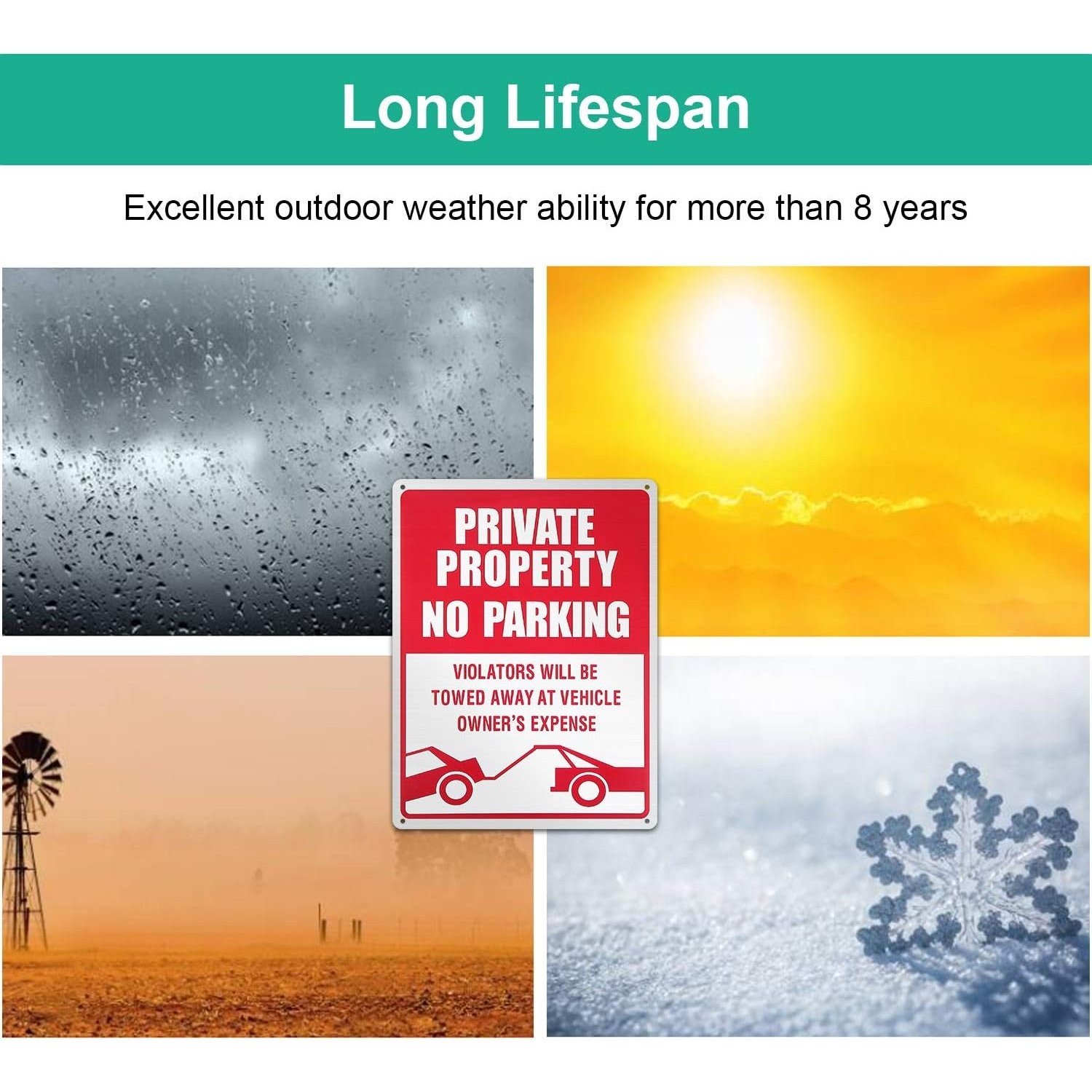 14×10 Inches Reflective Private Property Sign 3 Pack No Parking Violators Towed