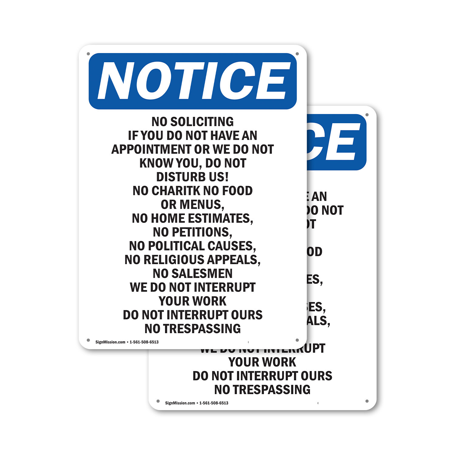(2 Pack) No Soliciting If You Do Not Have OSHA Notice Sign Decal Metal Plastic