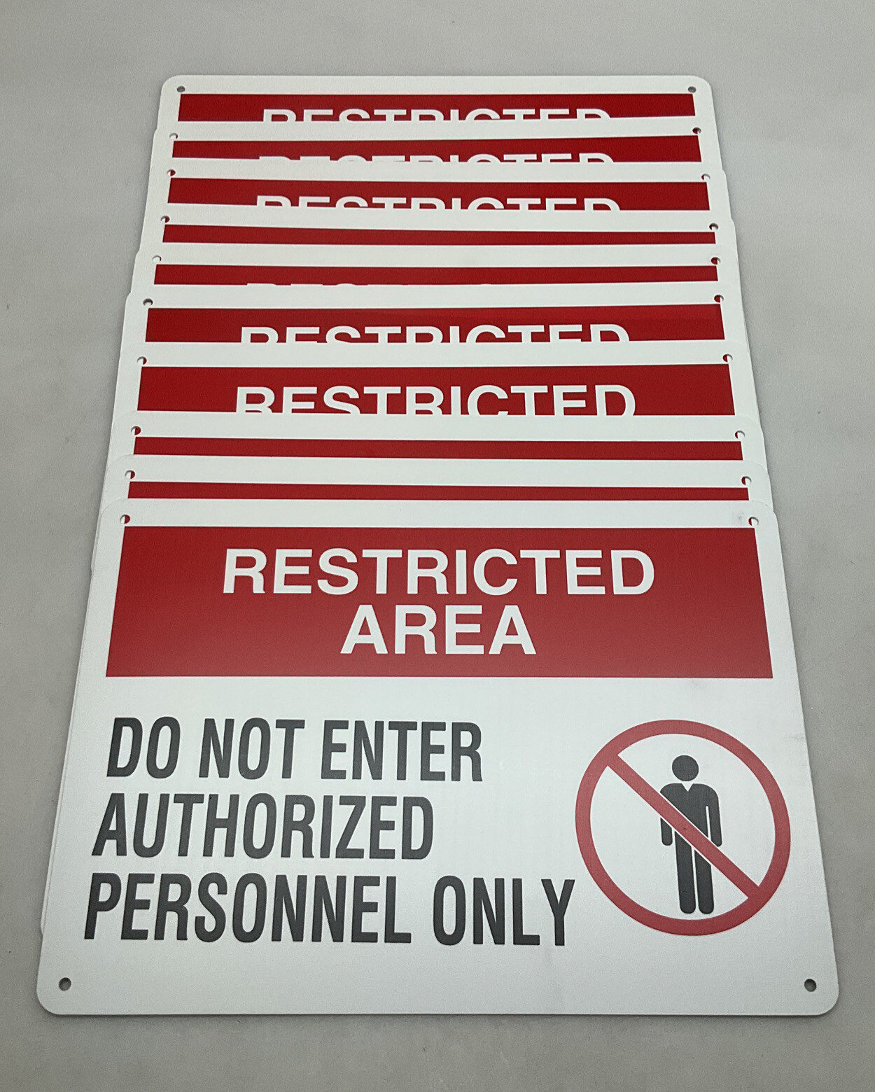 10 Pack Security Sign RESTRICTED AREA DO NOT ENTER 10”x14” Plastic 15J035