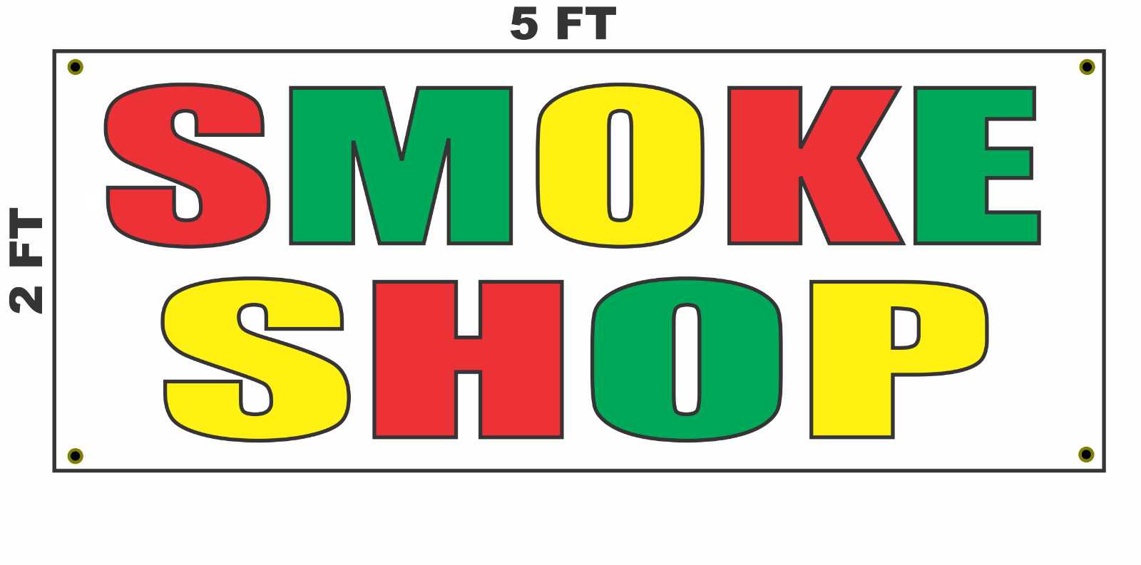 SMOKE SHOP Banner Vertical Sign 2×5 RASTA Colors Red Green Yellow Black