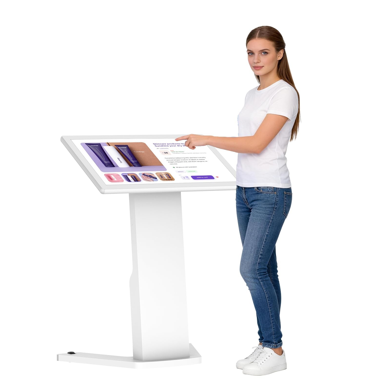 MWE 32 Inch Floor Standing Touchscreen Kiosk Android 13 Digital Signage Display