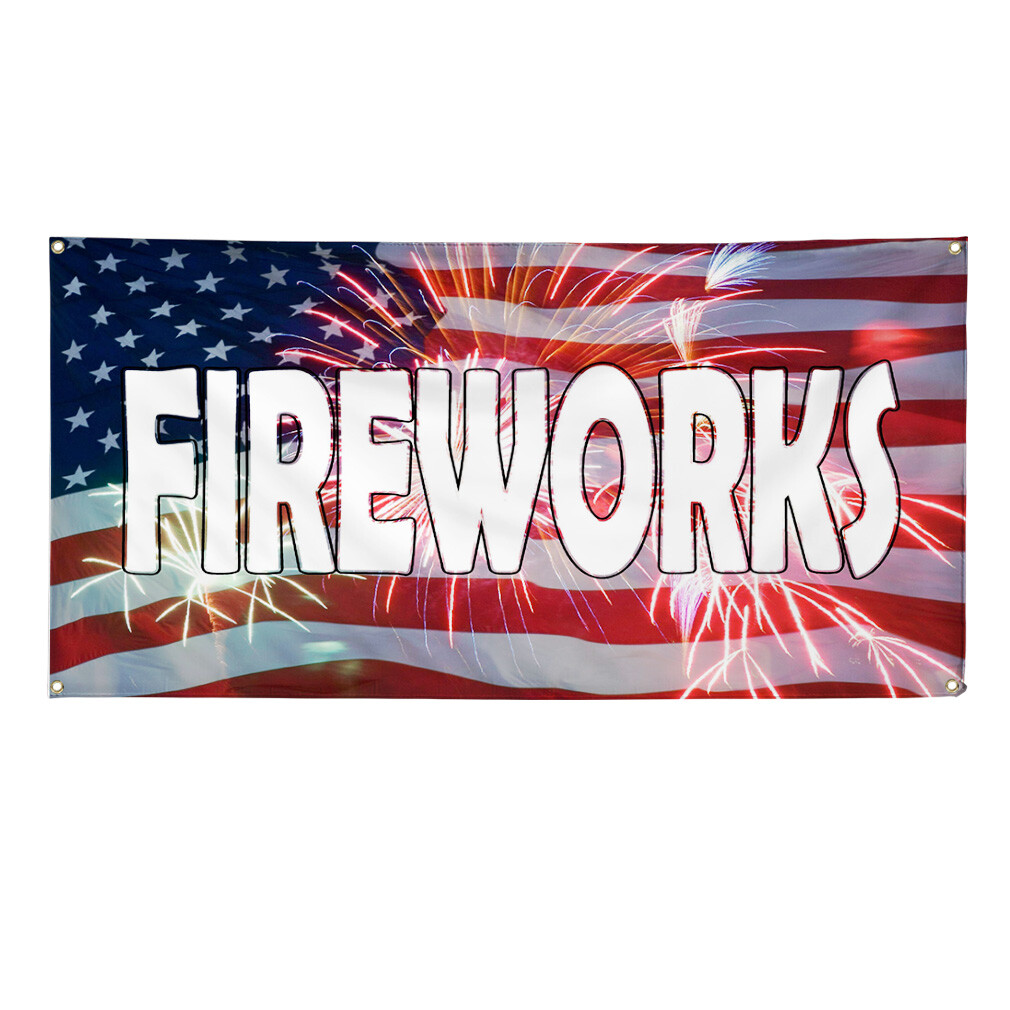 Vinyl Banner Multiple Sizes Fireworks Flag Weatherproof Industrial Yard Signs
