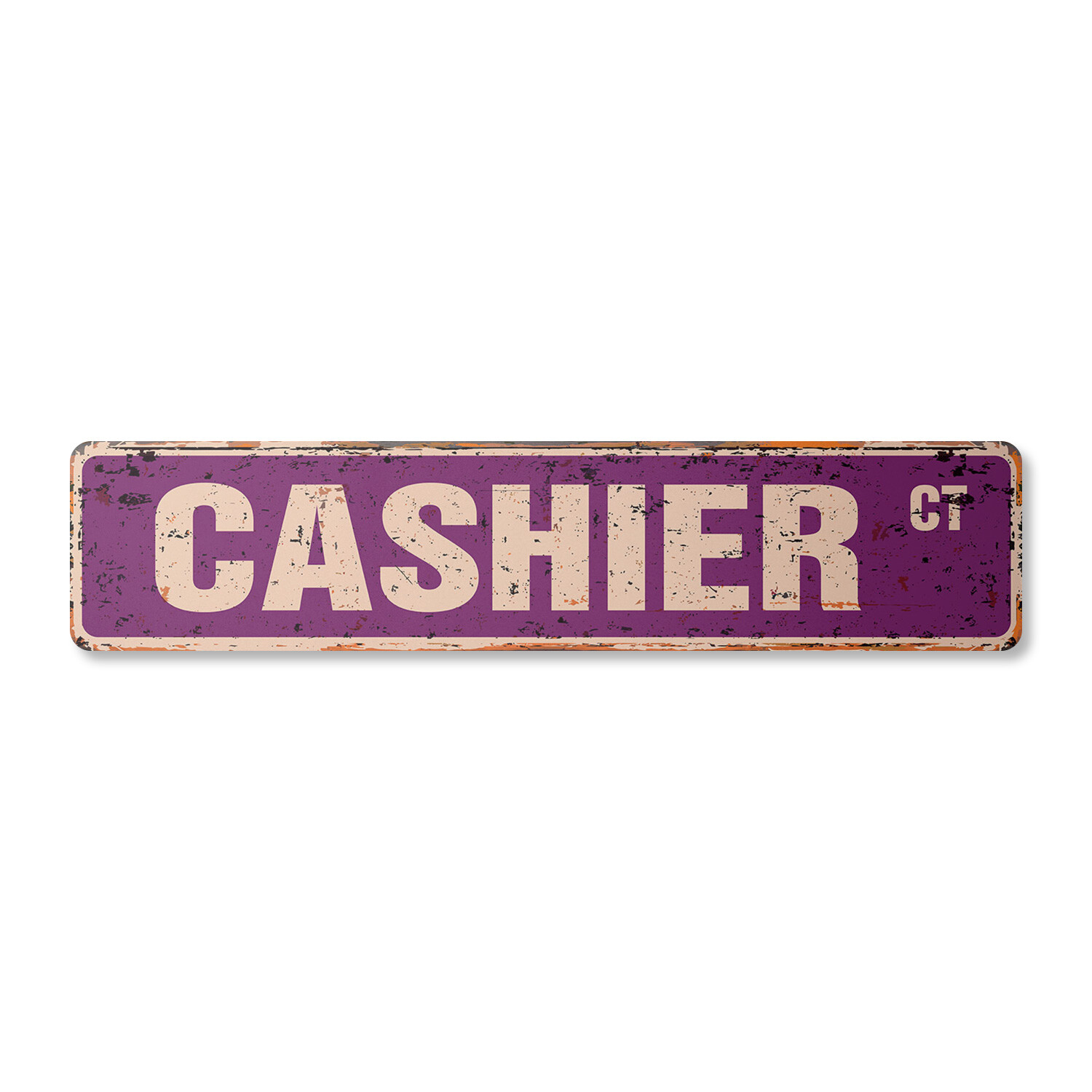 CASHIER Vintage Street Sign Metal Plastic checkout store job cash register