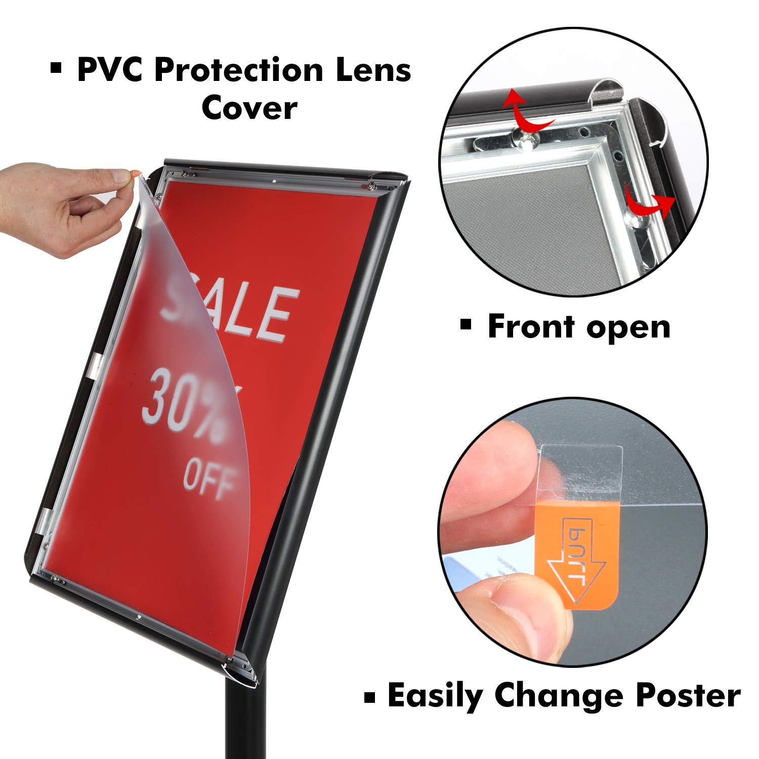 DISPLAYSWORKER Adjustable Poster Sign Stand 11 x 11-x-17-inch, black