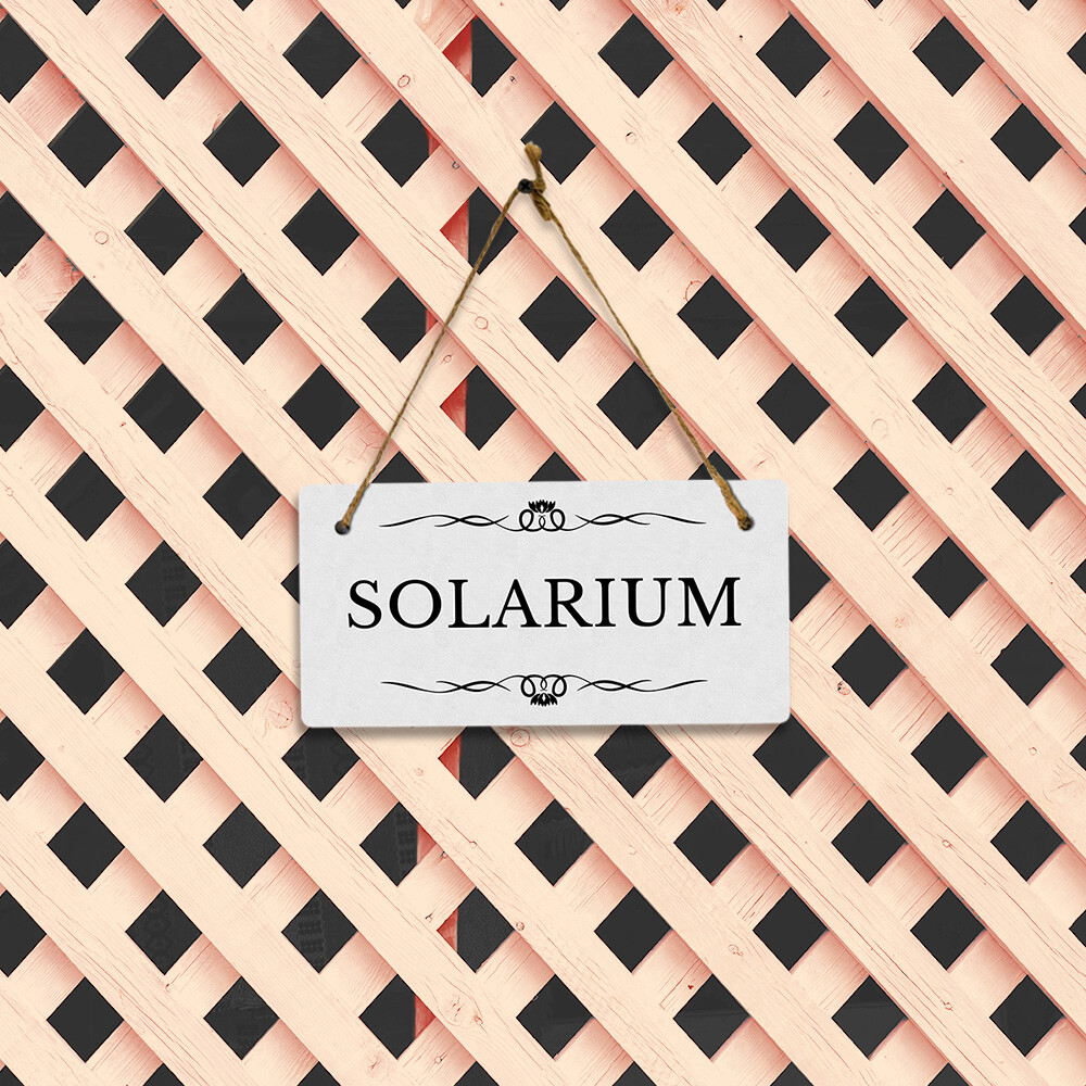 Solarium 5×10 Hanging Plus Wall or Door Sign | Rustic Twine