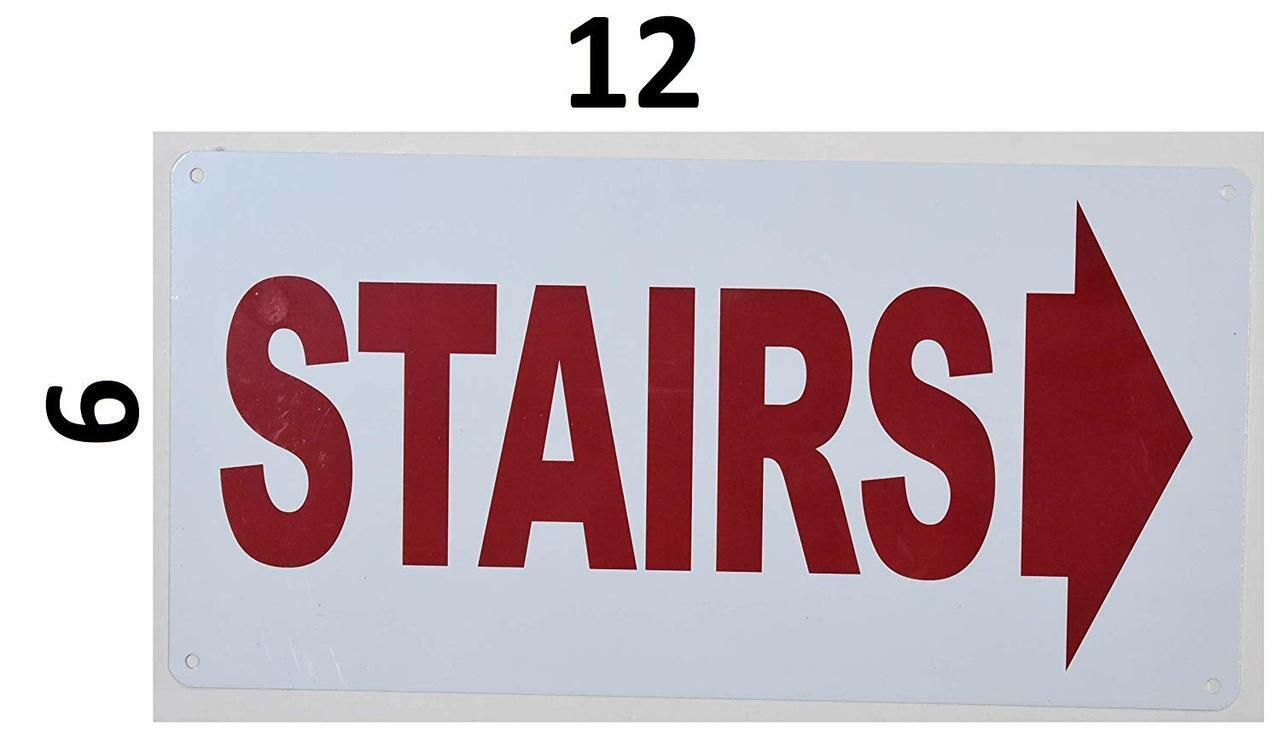 Stairs Right Arrow Sign (Silver, Rust Free,Aluminium 6×12)–REF24-1027