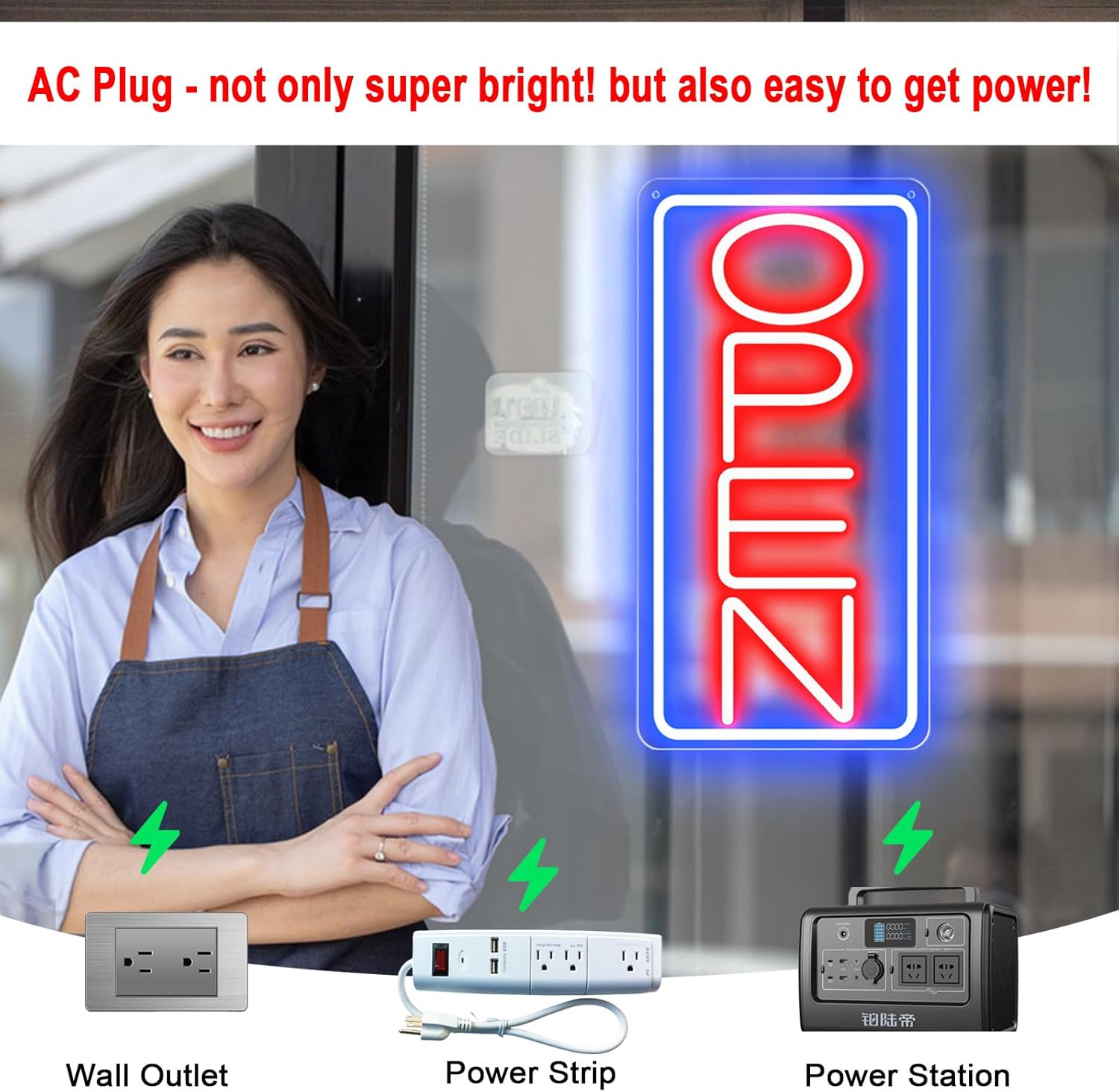 22″ X 11″ Led Neon Open Signs for Business 12V/2A Ultra Bright Led Neon Open Sig
