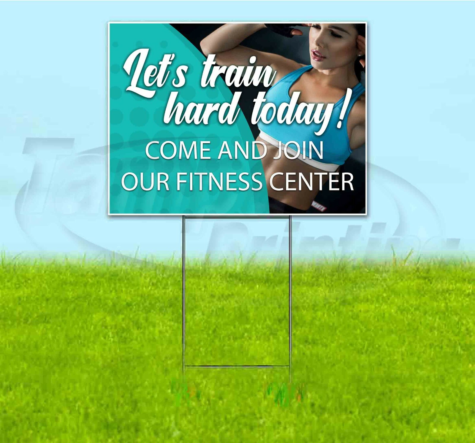 TRAIN HARD TODAY 18×24 Yard Sign WITH STAKE Corrugated Bandit WORK OUT GYM