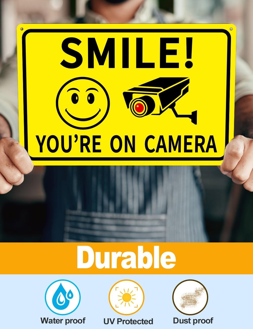4-Pack Smile You’re On Camera Signs 8″x12″ Rust Free Aluminum Video Surveillance