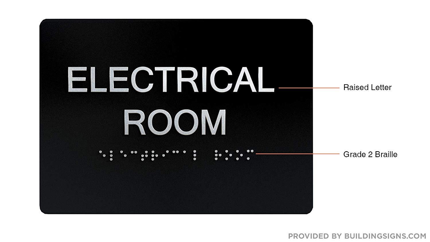Electrical Room Sign Black (Aluminium, Black/Silver,Size 5×7) The ..-REF24-1027