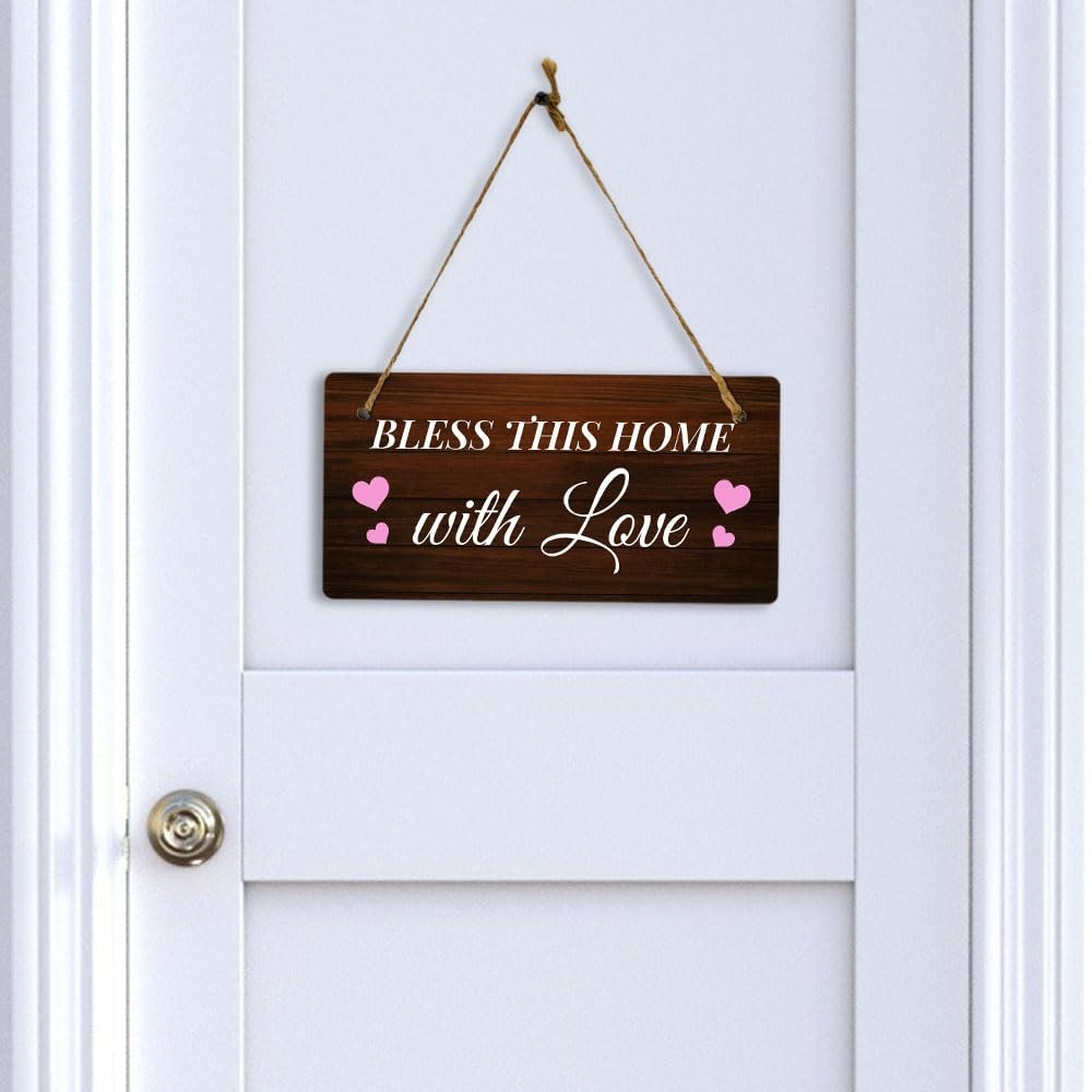 Bless This Home With Love 10×5 Hanging Plus Wall or Door Sign |